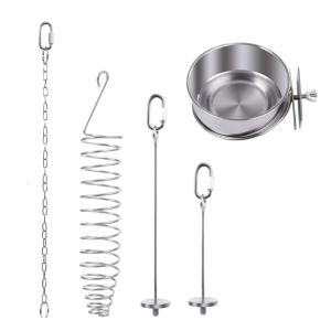 Thép Không Gỉ người nuôi chim Set Vẹt Foraging Cup Ổn Định người nuôi chim gắn vào đơn giản Foraging Đồ Chơi
