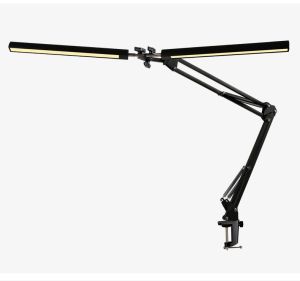 [Local delivery]2-head Led Desk Lamp Long Arm Retractable Foldable USB Plug 3-color Adjustable Eye Protection Clip Desk Lamp Students Learn to Read Office Bedroom Lights
