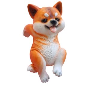 STVML 3D Dog Climbing Garden Statue Simulation Cute Puppy Resin Ornament TV Cabinet Ornaments Creative Garden Figurine Home