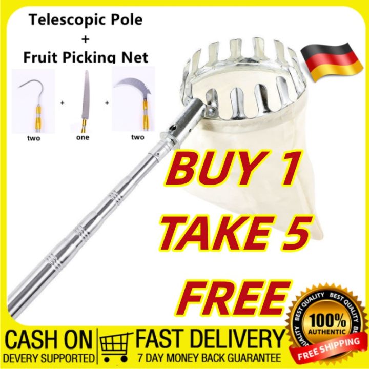Picker Rods Adjustable Fruit Picker Stainless Steel High-altitude Fruit Picking Rod ...