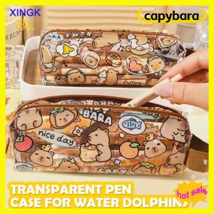 XINGK Creative Capybara Pencil Cases Cartoon Cute Pen Bags Kawaii Zipper Pencil Case Students Stationery School Office Supplies Gifts