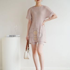 Aiden001 Summer Folds Small Fresh Plaid Large Size T-Shirt Shorts Suit 2659/9009