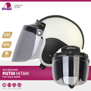 Helm Anak Bogo Retro Polos SNI 2 3 4 5 6 14 Tahun Lucu Unik Berkendara Aman Warna Putih Hitam Kaca Datar