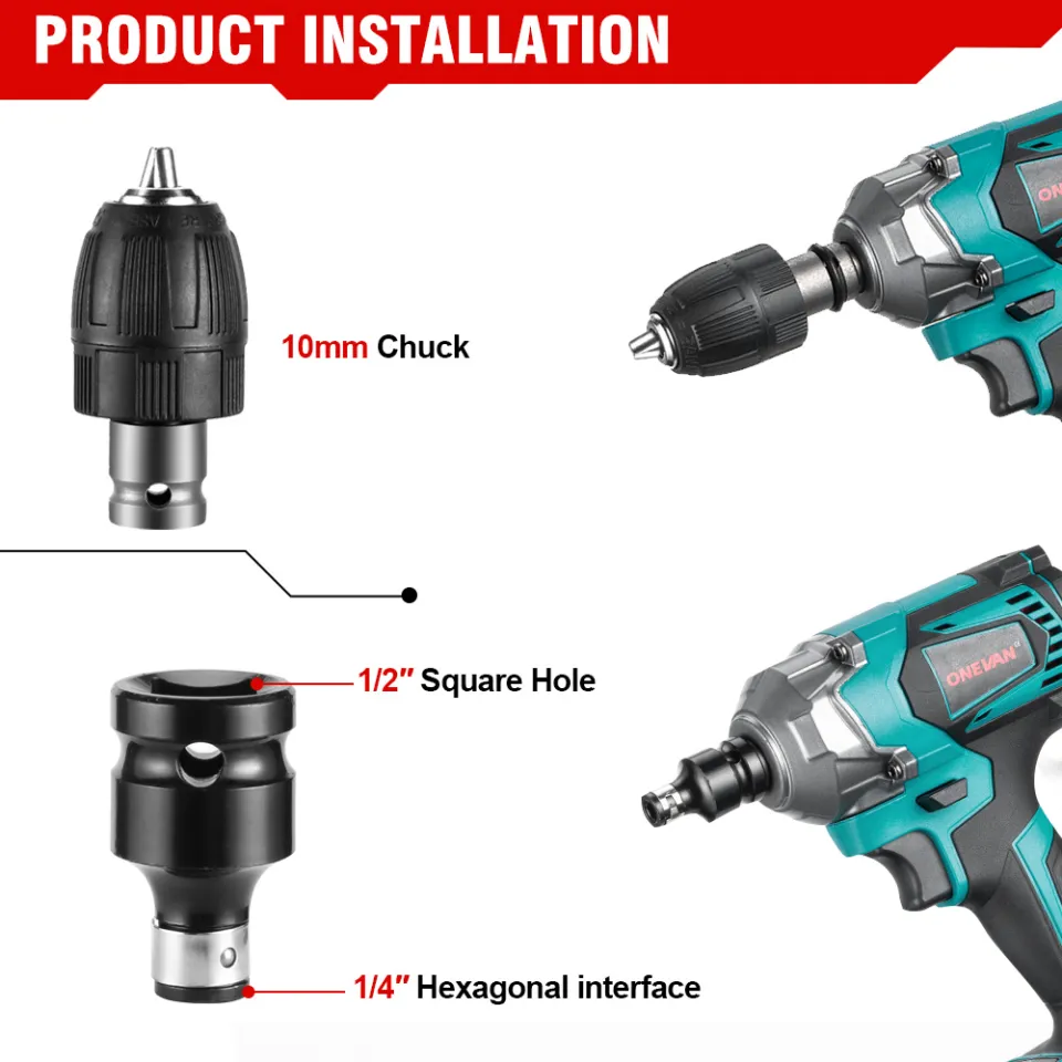 ONEVAN 12Pcs Set Electric Impact Wrench Hexs Socket Head Kit Drill