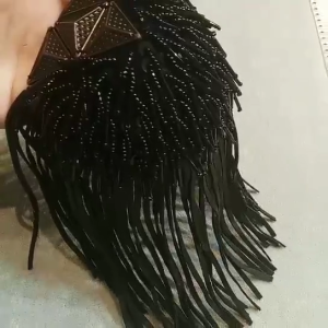 Fringe Shoulder Pieces Leather Tassel Chain Epaulet Beads Punk Fringe Shoulder Boards Accessories for Wom