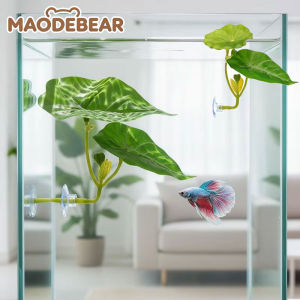 MAODEBEAR Simulated Betta Resting Leaf Strong Suction Cup Fish Tank Decor Dual Purpose For Rest Spawning