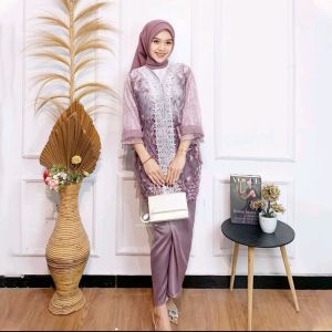 BONUS JILBAB One Set Wanita Terbaru 2024 Tulle Gardenia Warna Mix Renda Full Chantily Halus