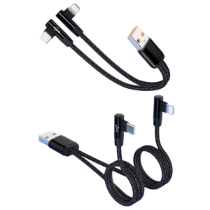 Flexible L Shaped Charging Cable Type C and 8Pin 6A Coppers Wire for Quick Charging Mobile Devices