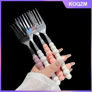 KOQZM Pearl Handle Fork For Dessert Household Steak Stainless Steel Fork Salad Fork Dessert Pasta Fork Kitchen Accessories Gadgets