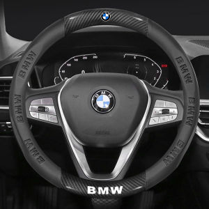 3D Logo Embossed Carbon Fiber Leather Steering Wheel Cover For BMW M G20 F30 E60 E46 E90 F10 G30 E36 E30 X1 F48 X3 G01 X5 G05 IX3 IX I4 1 3 5 Series Accessories