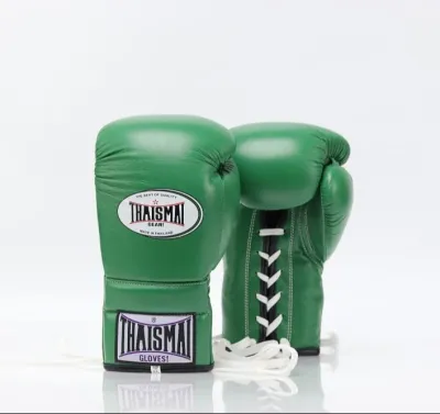 THAISMAI Green Lace Up Muay Thai Boxing Gloves