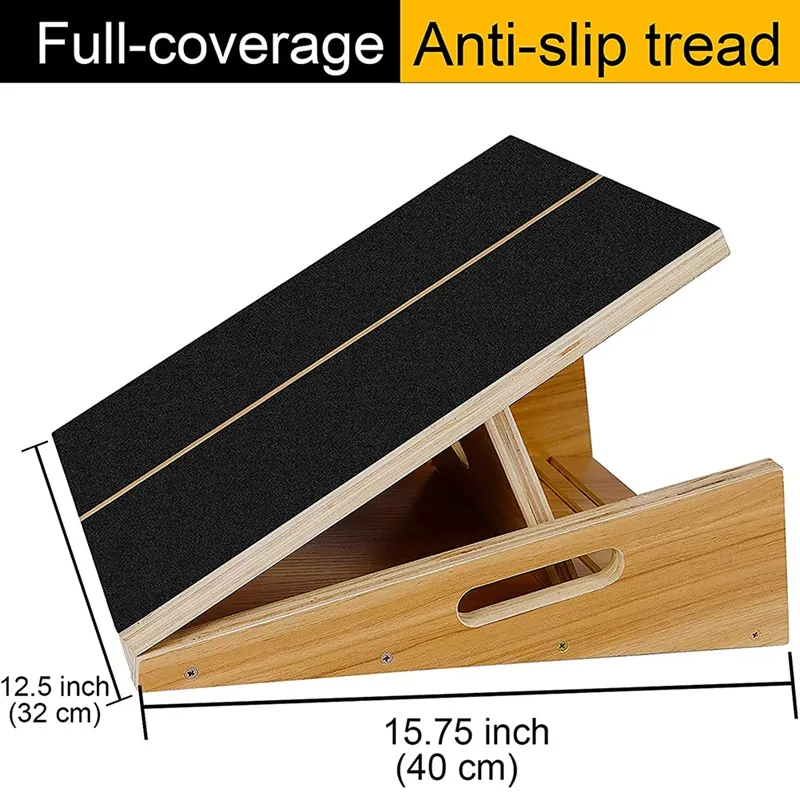 NI-ROU Wooden Slant Board - Adjustable Calf Stretcher For Exercise & Rehabilitation