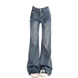 Ladies Jeans Flare Trousers Leisure Slimming Vintage Inspired Autumn High Waist Bell Womens Fit Wide Leg pants Flared jeans Y2K