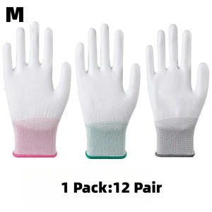 12Pairs Coated Finger Gloves Nylon Knitted Gloves Lightweight Breathable Gloves for Labor Protection