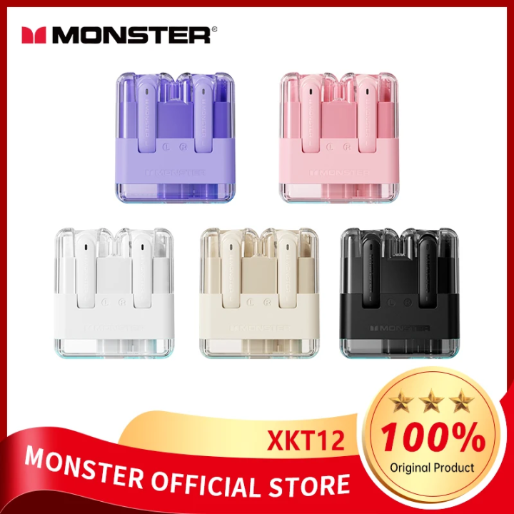 Original Monster XKT12 TWS Earphones Bluetooth 5.3 Wireless Headset ...