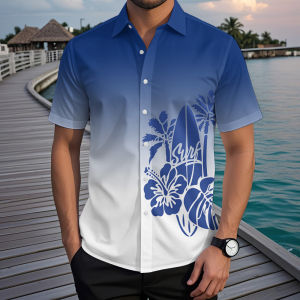 ZEEMIN Hawaiian Shirt For Men Palm Tree Print Summer Casual Lapel Short Sleeve Shirts Male Outdoor Travel Oversized Clothing Streetwear