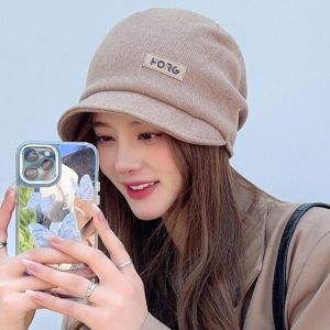 YOUJ Womens Letter Knitted Hat Showing Off Their Faces with Small and Versatile Wool Hats Winter