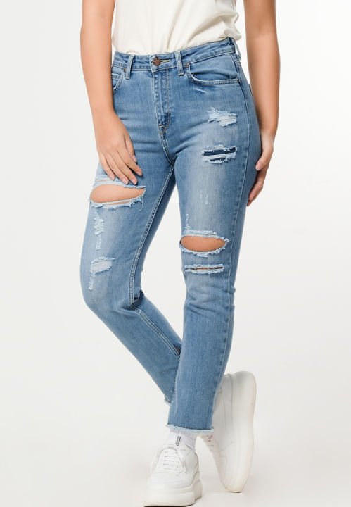 Women High Rise Straight Denim Jeans Lazada PH
