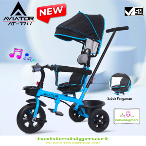 Sepeda Anak Roda 3 Tiga Tricycle Aviator AT 7711 Musik Kursi putar