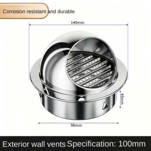 304 stainless steel cover wall vent grille round outlet rainproof waterproof cover vent breathable exhaust cap exhaust pipe cover range hood exhaust pipe