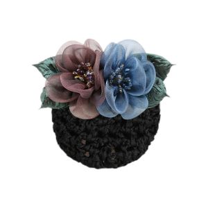 long hair hair net for kitchen bunet for women hairnet with ribbon for women Classic Headwear Elegant Gift For Mom Mesh Flower Nurses Bank Staff Crystal Crochet Flight Attendant Flower Bun Net Snood Hair Accessories Women Hairpin Korean Style Headdress