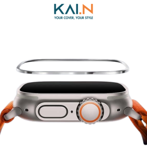 Viền Titanium Alloy Và Miếng Dán Cường Lực Dành Cho Apple Watch Ultra Kai.N TitanGlass màu Đen Cam và Titan