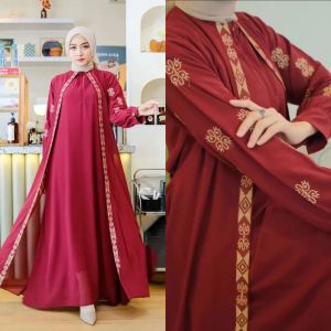 Luneta Abaya Gamis Putih Motif Bordir Wanita Remaja Aesthetic Elegan Viral Lebaran Terbaru 2024