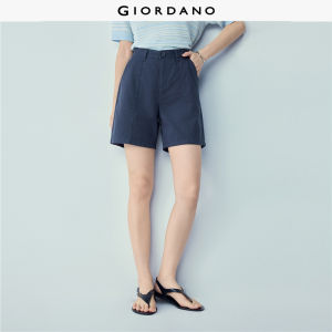 Giordano Beau Monde Women 100% cotton exposed seam mid rise shorts Free Shipping 13406301