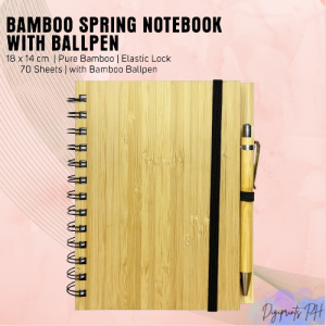 Digiprints PH - Bamboo Spring Notebook with Ballpen (14cm*18cm)