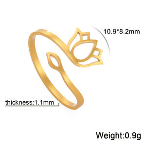 SKYRIM Womens Ring Hollow Five petal Lotus Open Ring Adjustable Ring Fashion Jewelry