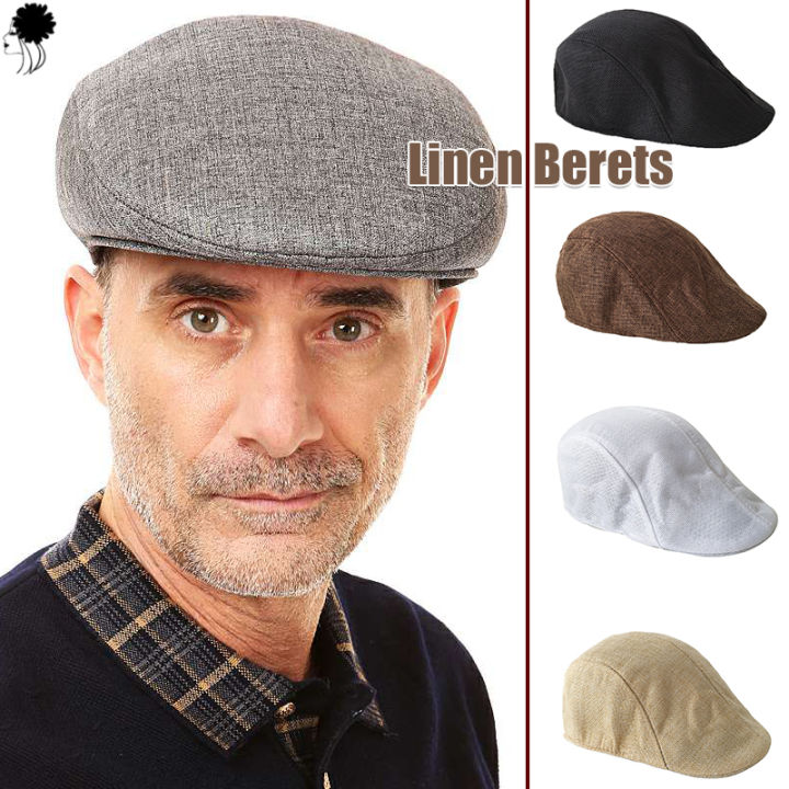 Summer Fashion Mens Linen Gatsby Berets British Western Style
