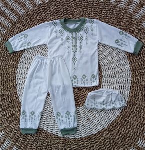 Setelan Baju Koko Bayi Lebaran Muslim Lengan Panjang Celana Panjang  baby boy Karakter Lucu Usia 3-18 Bulan Bahan Lembut