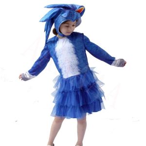 MEW Sonic the Hedgehog Kids Cosplay Suits Childrens Game Character Costume Girl Skirt Halloween Cosplay Theme Party Cosplay Set Childrens Gift
