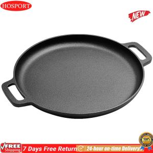 30cm Cast Iron Skillet Pan with Dual Handles Round Griddle For Crepes And Pizza BBQ Camping Fry Pan Pancake Pizza Pan