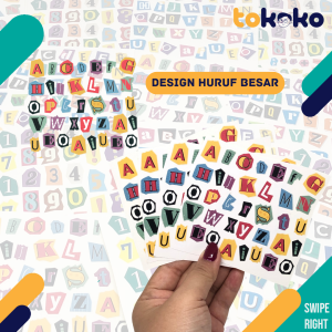 Stiker Huruf Aesthetic Alphabet Kapital Kecil Angka Retro untuk Dekorasi