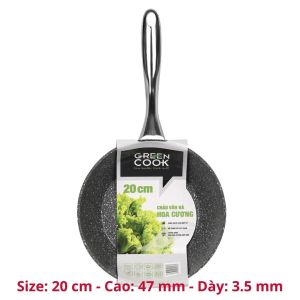 Chảo chống dính đáy từ chảo sâu vân đá hoa cương Green Cook GCP08-IH công nghệ Hàn Quốc