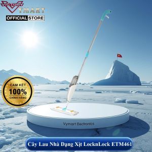 Cây Lau Nhà Dạng Xịt Nước LocknLock ETM461 Trắng Phối Màu 2 Bông Lau Hàng Chính Hãng