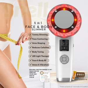 SNELL 8 in 1 Face and Body Slimmer with RF Machine Function Slimming Machine Fat Burner Lipo Cavitation with free slimming gel Slimming Body Shaper for Tummy Arms and Face Body Slimming Machine RF Machine Face and Body Slimming Pampaliit ng Tiyan