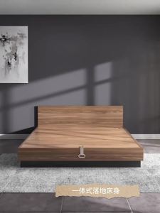 Tatami bed Nordic 1.5m 1.8m double bed Modern minimalist high storage bed Master bedroom Low bed
