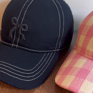 Casual Sport Cap Trucker Hat Vintage Baseball Cap Embroidery Bow Adjustable Dad-Hat for Travel Fitness Workout