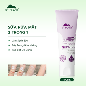 Sữa Rửa Mặt 2 Trong 1 Dạng Kem Tạo Bọt DR PLANT Làm Sạch Chuyên Sâu & Tây Trang Nhẹ Dịu Ứng Cho Danhạy Câm 100ml