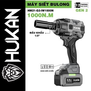 Máy Siết Bulong Pin Hukan HM21-G2-IWB1034BL | Máy Bắn Bulong Pin Gen 2 Cốt 3/4 Inch 1000Nm Chuyên Công Trình Nhà Xưởng Chính Hãng HUkan