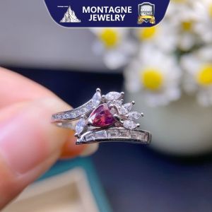 Montagne Jewelry Natural 4x6mm Red Tourmaline Ring for women Crystal Inset Teardrop Design Fine Jewellery 925 Silver Ring