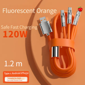 Best Deal!! 120W Super Fast Charging 3 in 1 Data Cable with Zinc Alloy Thick Silicone Material/LED Light Indicator