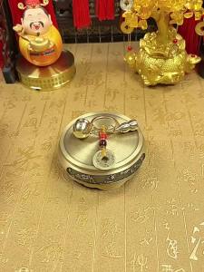 Feng Shui Brass Wealth Pot Keychain with Five Emperor Coins Gourd Charm Car Key Pendant Keyring Home Decor Gift