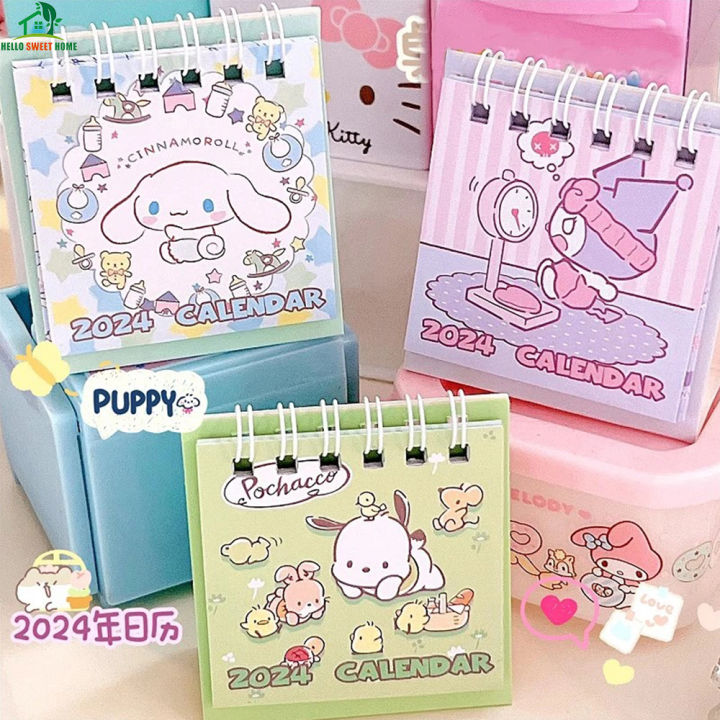 2024 Sanrio Series New Year Cartoon Mini Loose Leaf Ring Calendar Memo ...