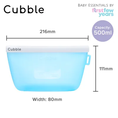 Cubble Silicone Storage Bag for Breast Pump Food Fruits and Baby Accessories (5 Colors 4 Sizes) Freezer Safe Microwave Safe