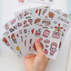 10 tấm sticker TELADO họa tiết em bé dễ thương độc đáo Set hình dán siêu dính trang trí sổ tay lưu bút đồ dùng xinh xắn