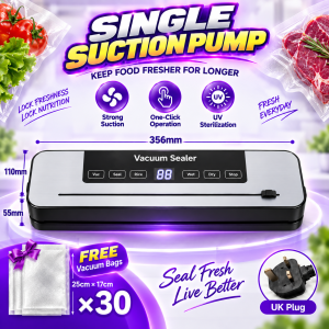 JC005 Double-Suction Pump UV Sterilization Automatic Vacuum Sealer Machine with Digital Display 30cm Sealing Bar Food Saver Vacuum Packaging Sealer for Food Preservation with 30pcs Free Vacuum Bags Extend Freshness Up to 6X Longer Mesin pengedap 封口机