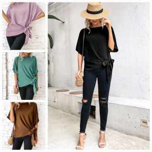 win Minimalist Basic Plain Ribbon Blouse Women - XS to Large